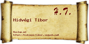 Hidvégi Tibor névjegykártya
